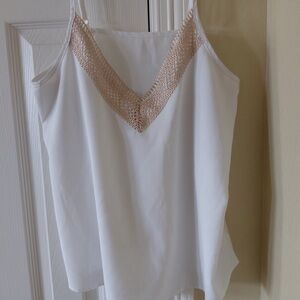White Lace-Trim V-Neck Camisole Tank Top